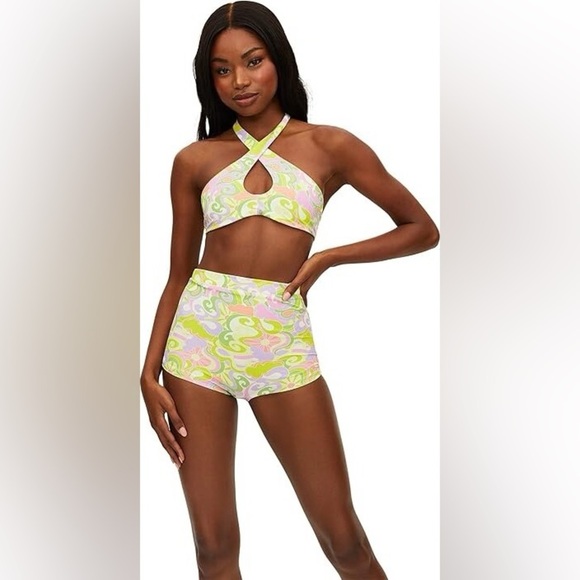 New Beach Riot Brandy Top Felicia Shorts in Psychedelic Sunshine 31122 - Picture 2 of 14